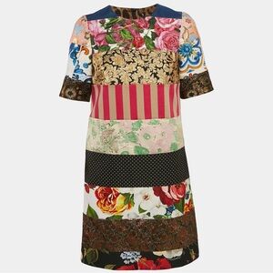 Dolce Gabbana Multicolor Jacquard Panelled Mini Dress S